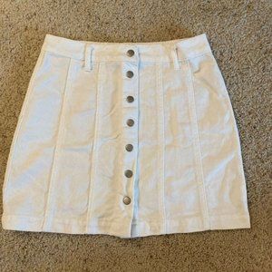 Forever 21 White Button Down Denim Mini Skirt